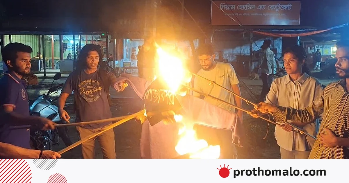 জাহাঙ্গীরনগর বিশ্ববিদ্যালয়ে ‘রাজাকার’ লেখা কুশপুত্তলিকা দাহ, মশালমিছিল