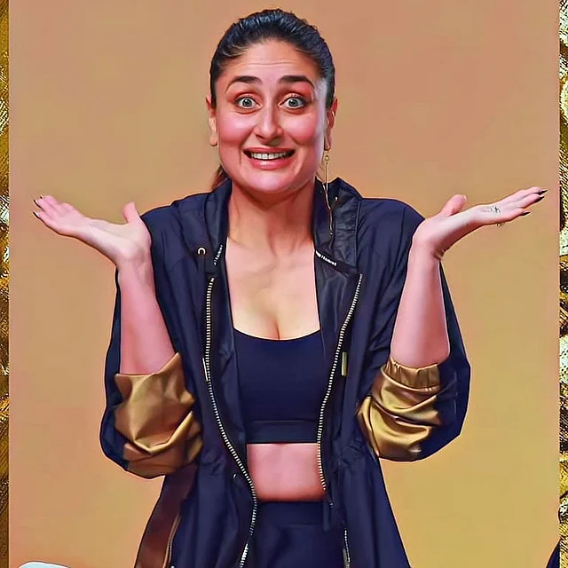 মজার মুখভঙ্গীতে ডেনিম অন ডেনিম অ্যাথলিজার সেটে দেখা যাচ্ছে নবাবপত্নীকে
