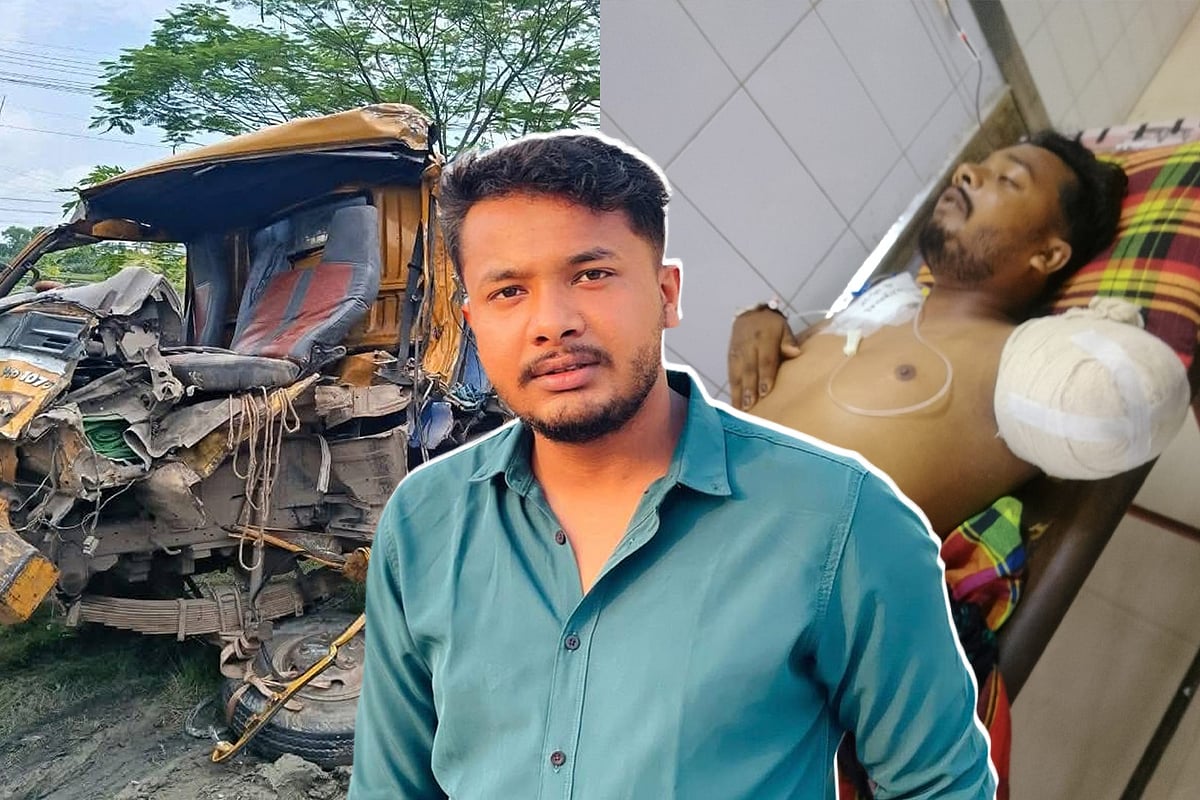 শুটিং ইউনিটের দুর্ঘটনায় কেটে ফেলতে হয়েছে লাইটম্যান সহকারী রবিনের হাতছবি: কোলাজ