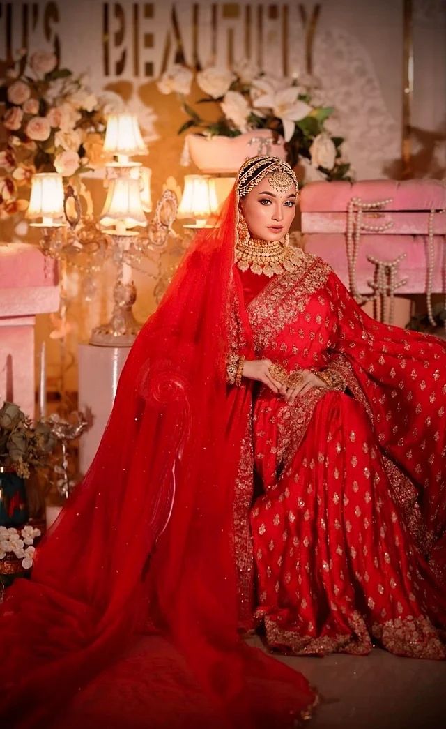 সম্প্রতি তাঁর এই লাল শাড়ির ব্রাইডাল লুক বেশ নজর কেড়েছে