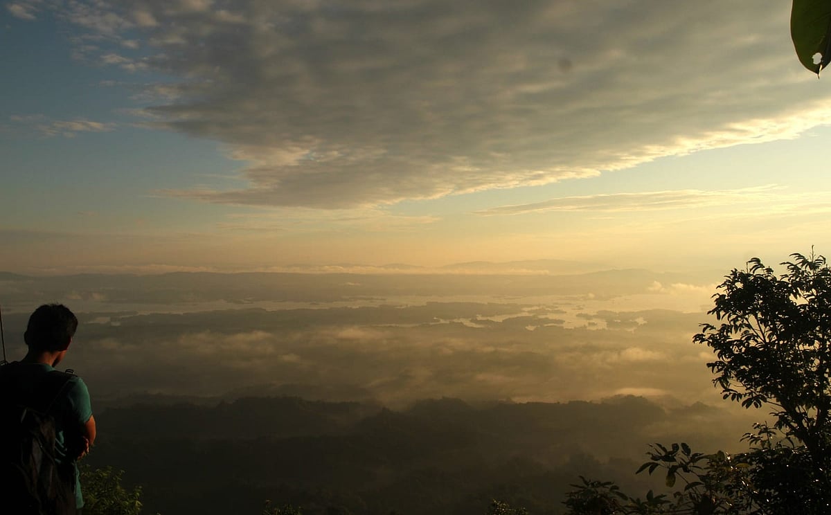 বাদামি রং ছড়িয়ে সূর্য উঁকি দেয় হেমন্তের সকালে 