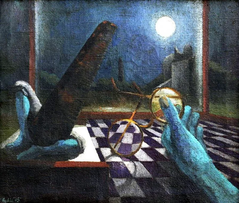 পাটের ক্যানভাসে তেলরং। শিল্পী কাজী রাকিব