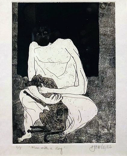 ‘মানুষ ও কুকুর’। শিল্পী হাবিবুর রহমান