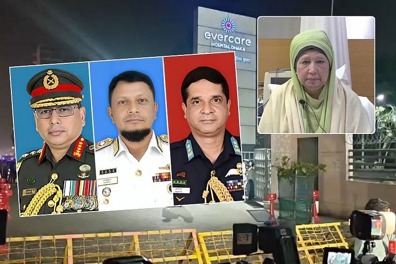 বিএনপির চেয়ারপারসন খালেদা জিয়াকে দেখতে হাসপাতালে তিন বাহিনীর প্রধান