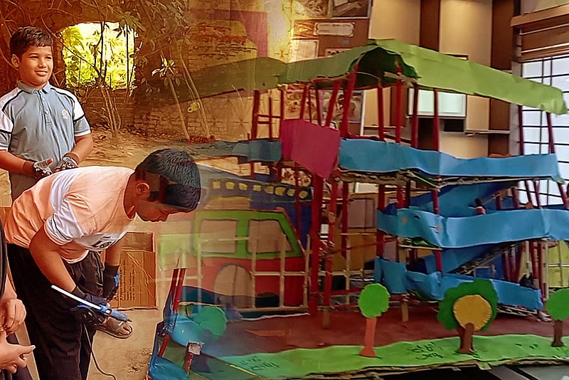 শুধু মানুষ নয়, গরু-ছাগল, কুকুরের কথা ভেবে পদচারী–সেতু বানাল শিক্ষার্থীরা