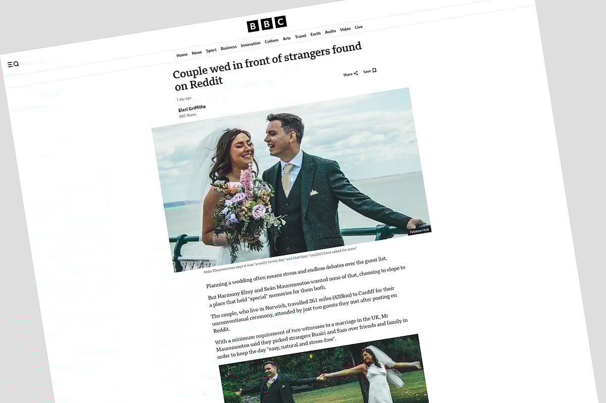 সামাজিকমাধ্যমে খুঁজে পাওয়া অপরিচিত মানুষকে সাক্ষী রেখে বিয়ে করলেন যুগল