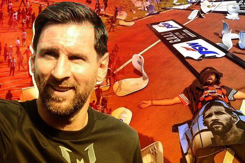 কলকাতায় মেসির সফর ঘিরে বিশৃঙ্খলা, দর্শক নেমেছে মাঠে