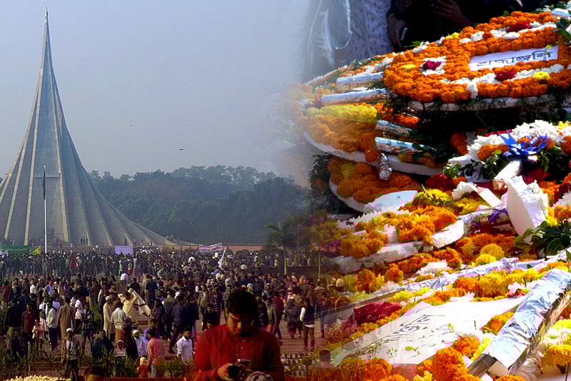 বিজয় দিবসে স্মৃতিসৌধে মানুষের ঢল, পরনে লাল–সবুজ পোশাক ও হাতে পতাকা