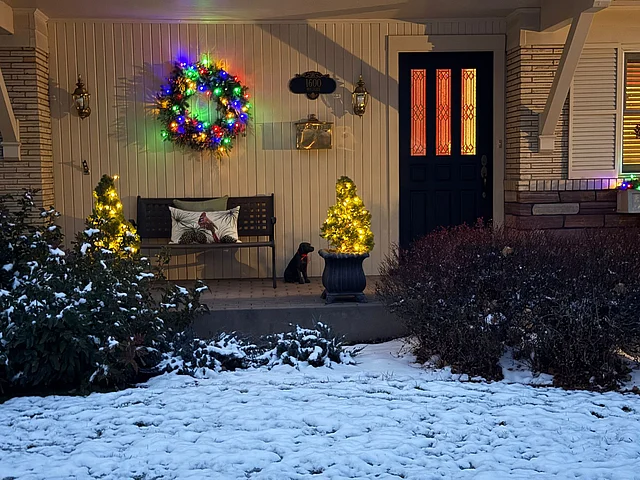 সন্ধ্যা নামলেই বারান্দা আর দোকানের সামনে জ্বলে ওঠে ফেয়ারি লাইট, সাদা বরফের ওপর পড়ে আলো আরও নরম হয়ে যায়। 