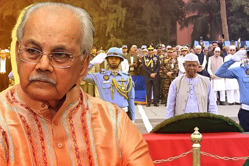 মুক্তিযুদ্ধের উপপ্রধান এ কে খন্দকারের জানাজা অনুষ্ঠিত, শ্রদ্ধা জানালেন প্রধান উপদেষ্টা