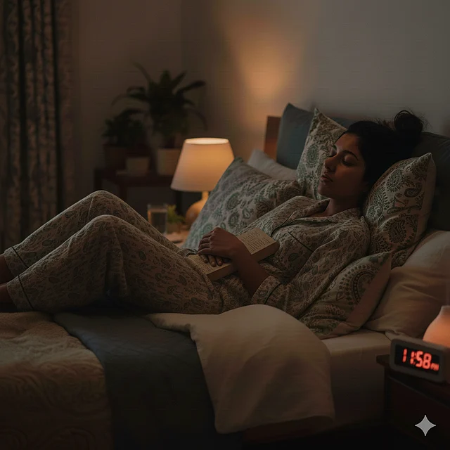 ঘুমানোর আগে মনকে প্রশান্ত রাখতে হালকা স্ট্রেচিং, বই পড়া বা শ্বাস-প্রশ্বাসের ব্যায়াম করা যায়।