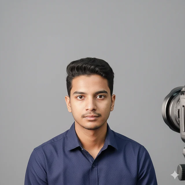 সোজা তাকিয়ে স্মিত হাসিমুখে ছবি তুলুন