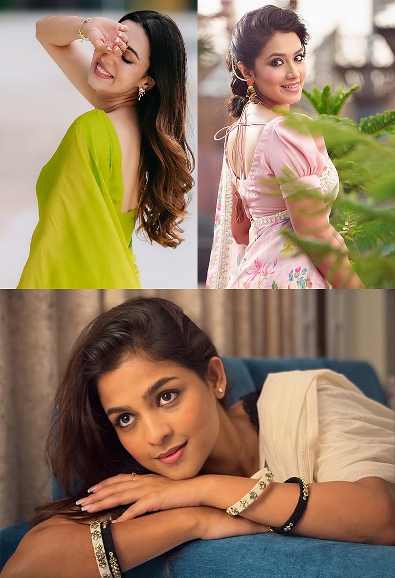 নতুন বছরে শাড়ির লুকে তিন দেশি সুন্দরী