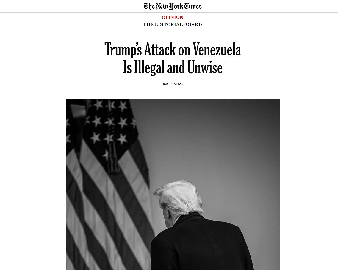 ভেনেজুয়েলায় ট্রাম্পের হামলা অবৈধ ও অপরিণামদর্শী: নিউইয়র্ক টাইমস