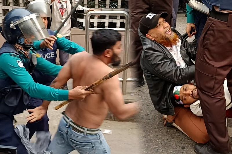 মুঠোফোন ব্যবসায়ীদের ওপর পুলিশের জলকামান ও সাউন্ড গ্রেনেড নিক্ষেপ