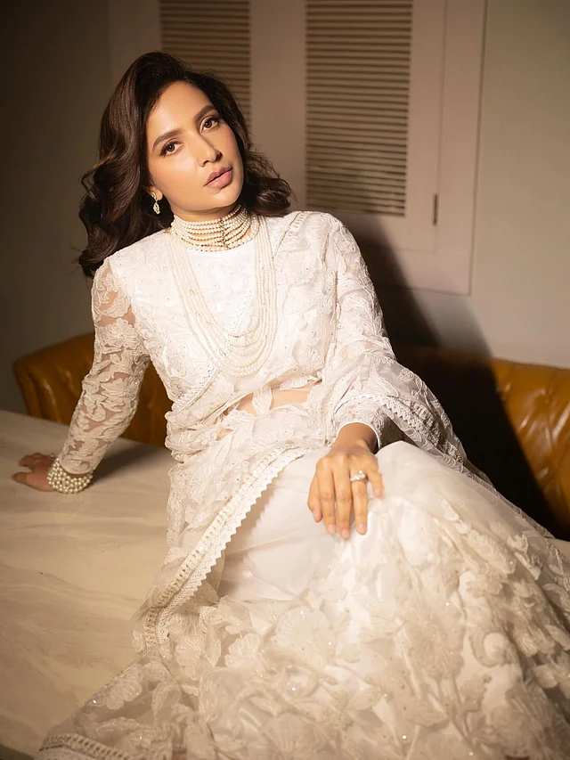 উঁচু গলার ফুলস্লিভ ব্লাউজ পুরো লুকে এনেছে আভিজাত্য 