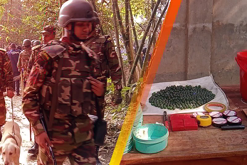 অবশেষে যৌথ বাহিনীর অভিযানে সরঞ্জামসহ ককটেল উদ্ধার জাজিরায়