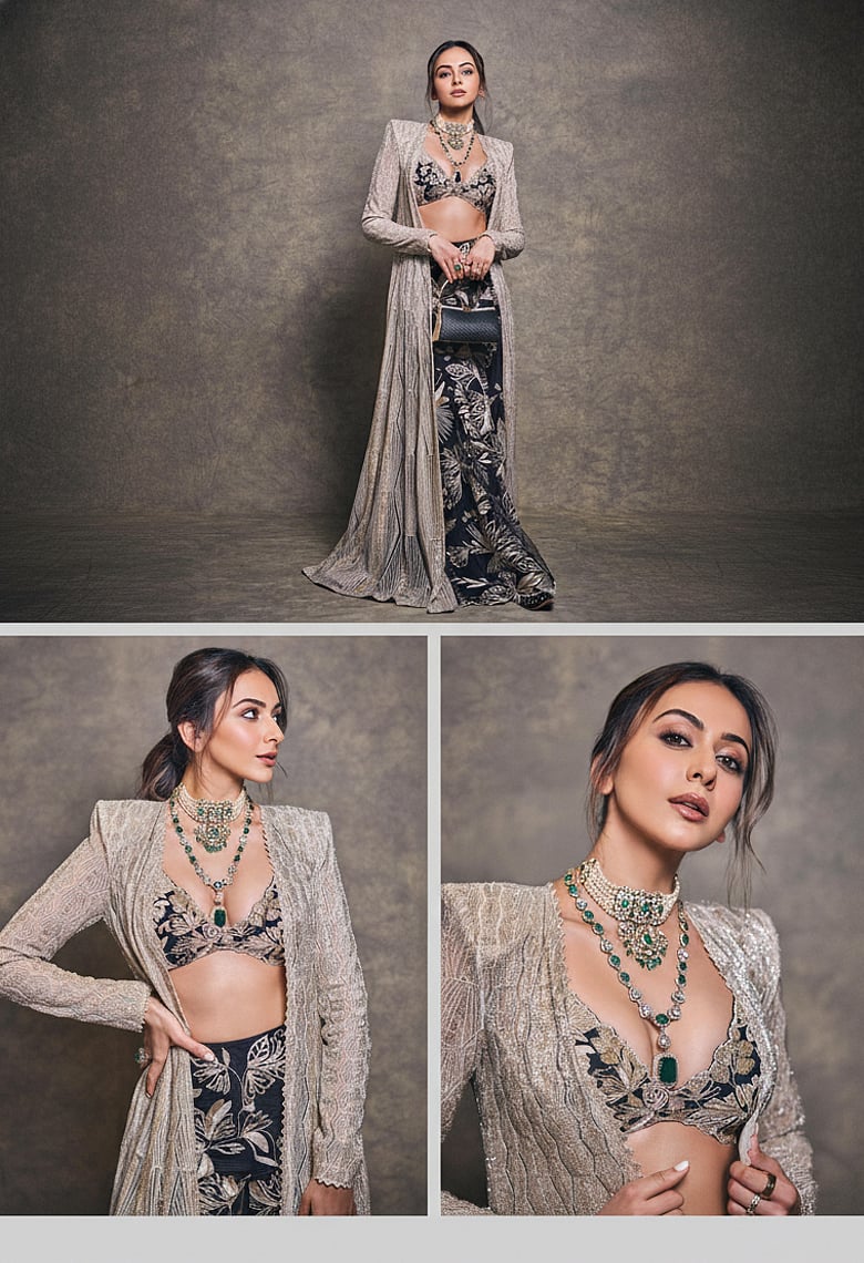 রাকুল প্রীত সিংয়ের ব্ল্যাক-অ্যান্ড-গোল্ড স্টাইল স্টেটমেন্ট