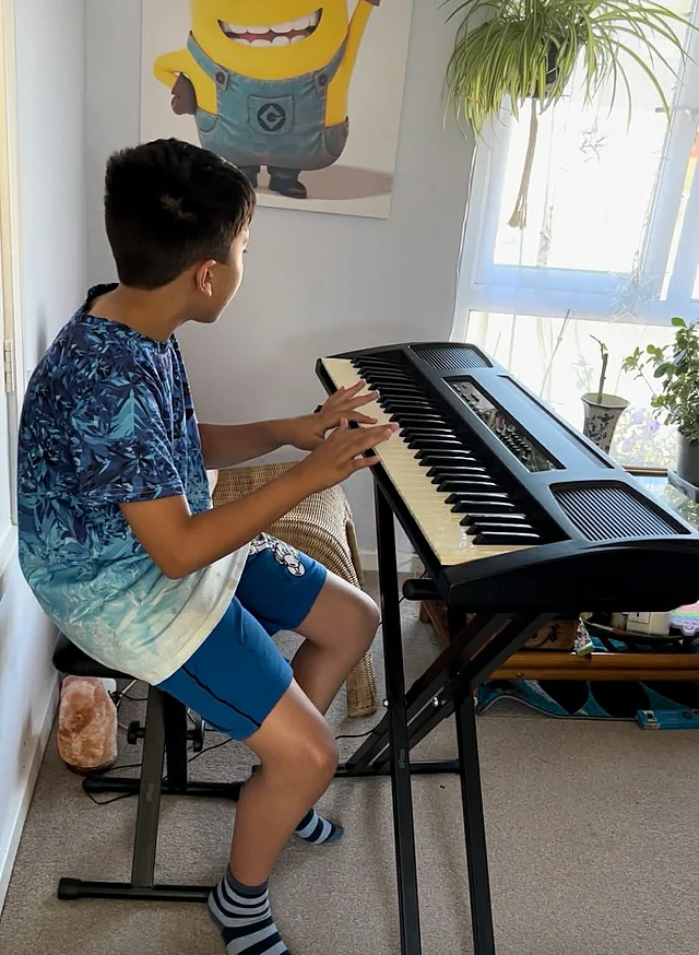 পিয়ানো বাজাচ্ছে