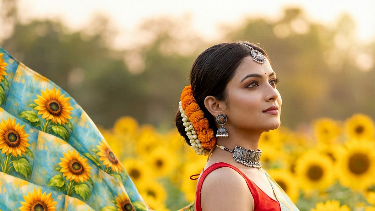 শাড়িতে ফাল্গুনের রং 