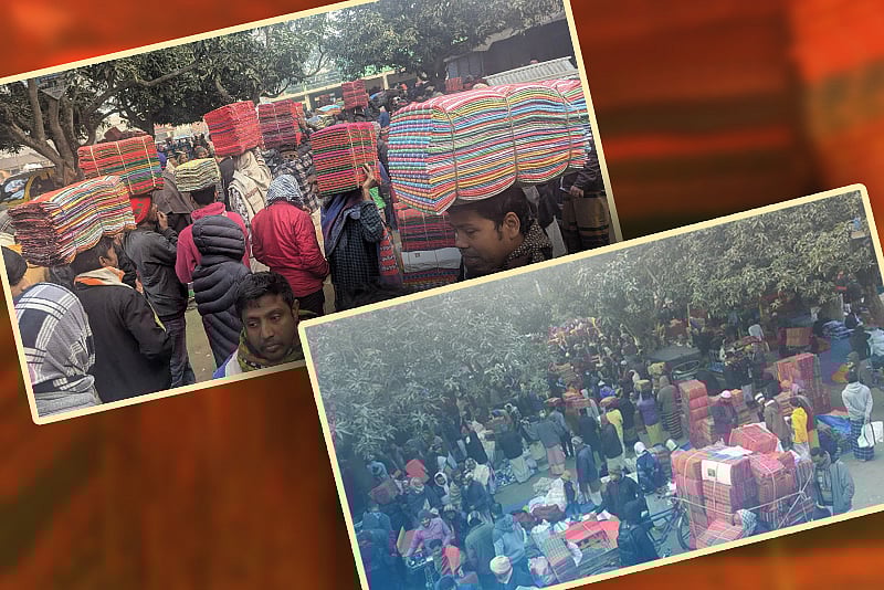 কয়েক ঘণ্টার রঙিন উৎসব: উল্লাপাড়ার পাঁচলিয়া গামছার হাট