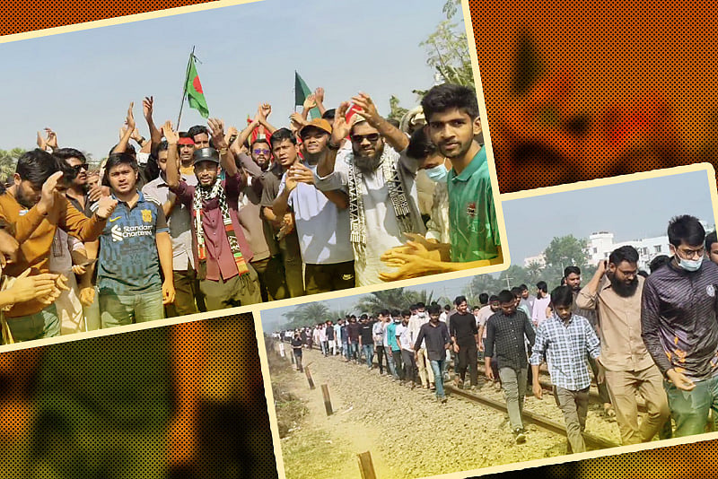 গাজীপুরে সড়ক ও রেলপথে যান চলাচল বন্ধ, কোটা বাতিলের দাবি