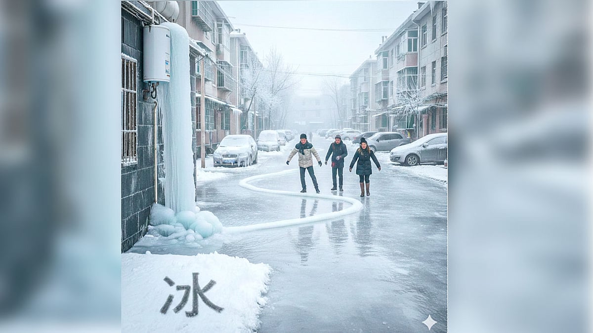 বাসার খোলা কলের পানিতে এলাকা হলো স্কেটিং মাঠ