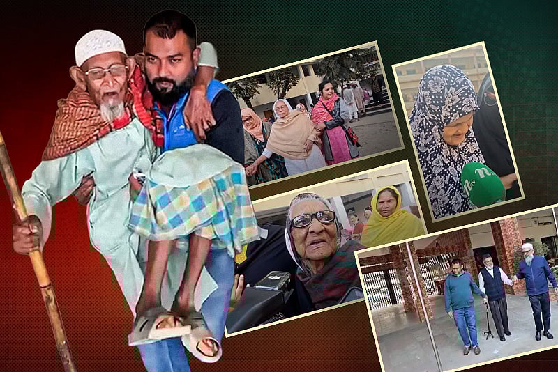 বয়স ও শারীরিক সীমাবদ্ধতা পেছনে ফেলে ভোট দিচ্ছেন বয়স্ক ভোটাররা