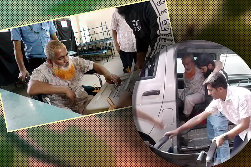 স্ট্রোক করা বাবার ভোট প্রদানের ইচ্ছা, অ্যাম্বুলেন্সে তুলে কেন্দ্রে আনলেন দুই সন্তান