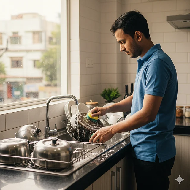 থালা-বাসন মাজুন