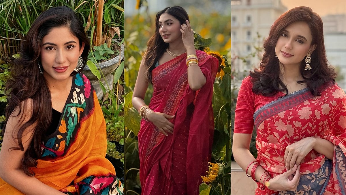 ফাগুনের মোহনায় দেখুন ৭ তারকার শাড়ির লুক