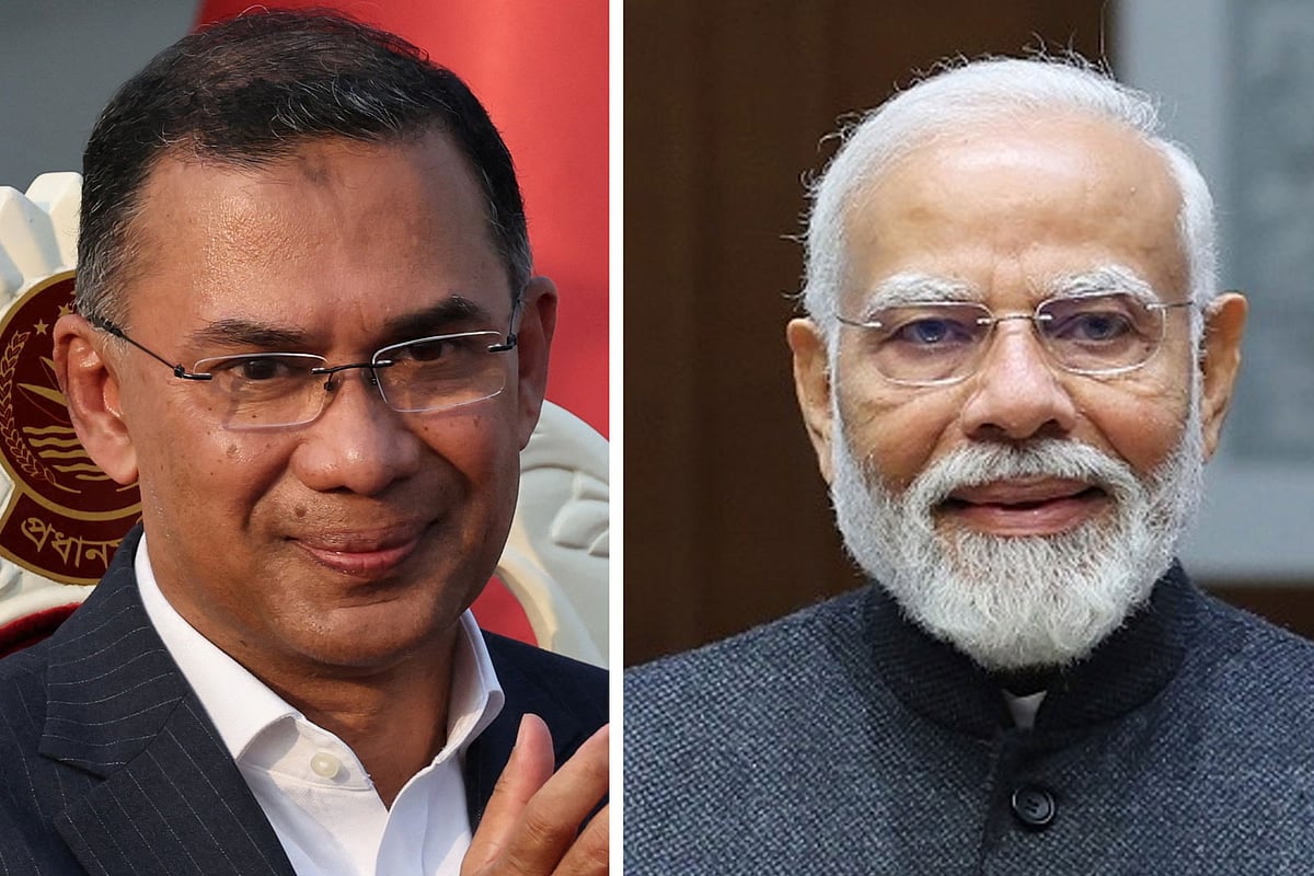 বাংলাদেশের নবনির্বাচিত প্রধানমন্ত্রী তারেক রহমান ও ভারতের প্রধানমন্ত্রী নরেন্দ্র মোদি