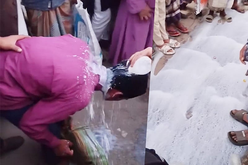 দুধে পানি মেশানোয় সেই দুধ ঢালা হলো বিক্রেতার মাথায়