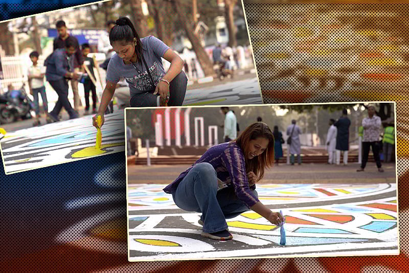 রঙিন আলপনায় সেজেছে কেন্দ্রীয় শহীদ মিনার