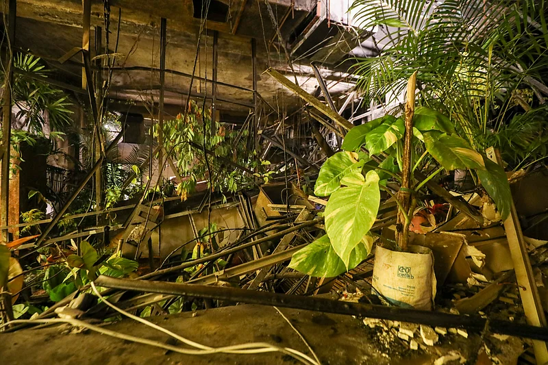 প্রথম আলোর ভস্মীভূত ভবনে শিল্পী মাহবুবুর রহমানের শিল্পায়োজন ‘আলো’