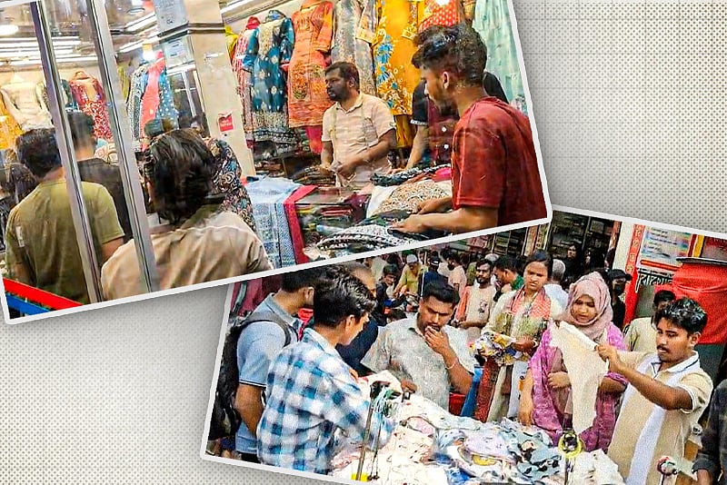 ময়মনসিংহে ফুটপাত-বিপণি সব জায়গায় ঈদের কেনাকাটার ধুম
