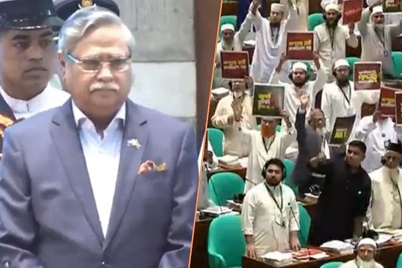 রাষ্ট্রপতিকে ভাষণ দিতে আহ্বান স্পিকারের, প্ল্যাকার্ড হাতে দাঁড়িয়ে প্রতিবাদ বিরোধী দলের