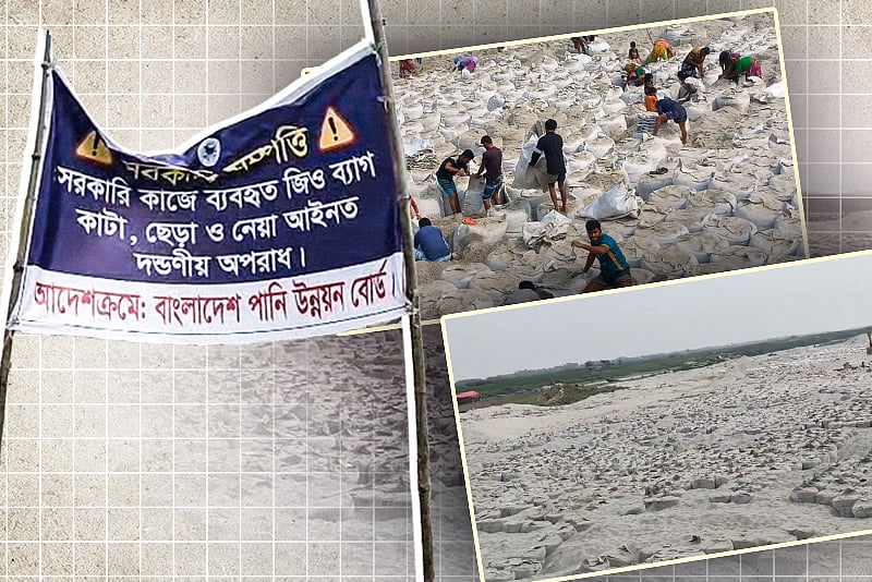 শরীয়তপুরে নদীর তীর রক্ষা প্রকল্পের প্রায় ১৩ হাজার জিও ব্যাগ লুট, প্রায় কোটি টাকার ক্ষতি