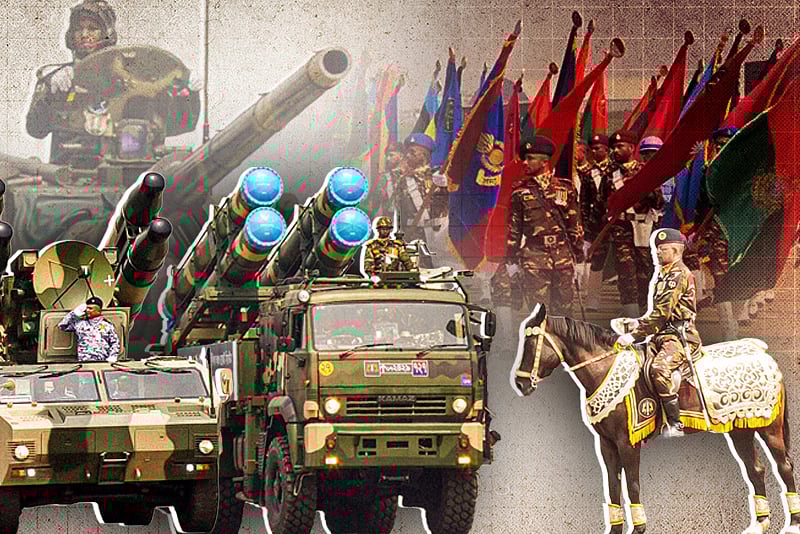 রাষ্ট্রপতি ও প্রধানমন্ত্রীর উপস্থিতিতে স্বাধীনতা দিবসের জাঁকজমকপূর্ণ কুচকাওয়াজ অনুষ্ঠিত