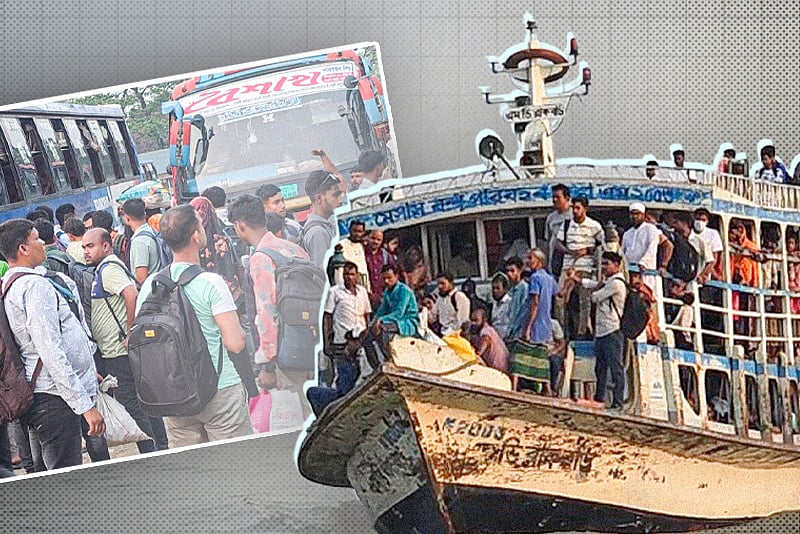 পাটুরিয়ায় কর্মস্থলে ফেরা যাত্রীদের ভোগান্তি, বাড়তি ভাড়া আদায়ের অভিযোগ