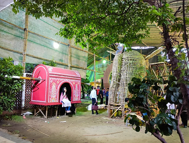 গ্রাম বাংলার হারিয়ে যাওয়া পালকিও রাখা আছে চারুকলা প্রাঙ্গণে 