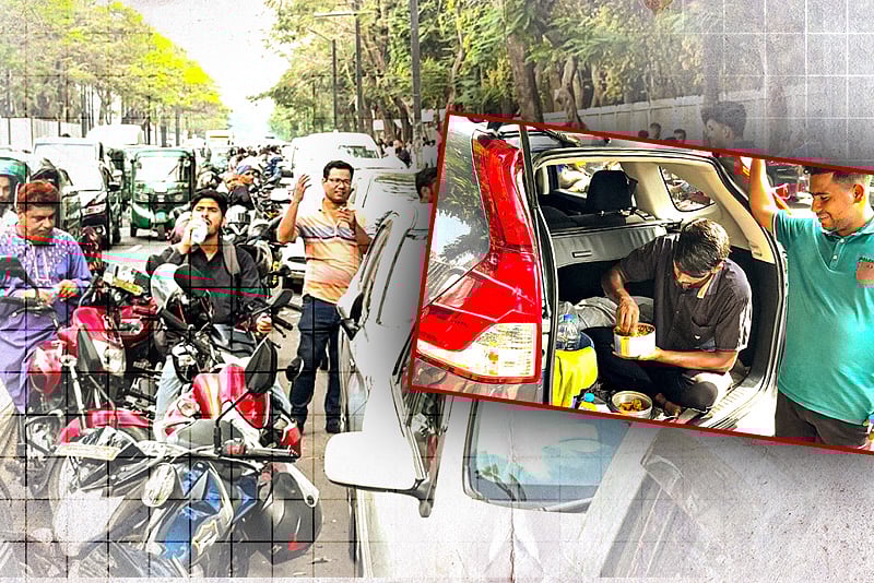 তেলের জন্য ১০ ঘণ্টা অপেক্ষা, লাইনে দাঁড়িয়েই দুপুরের খাবার
