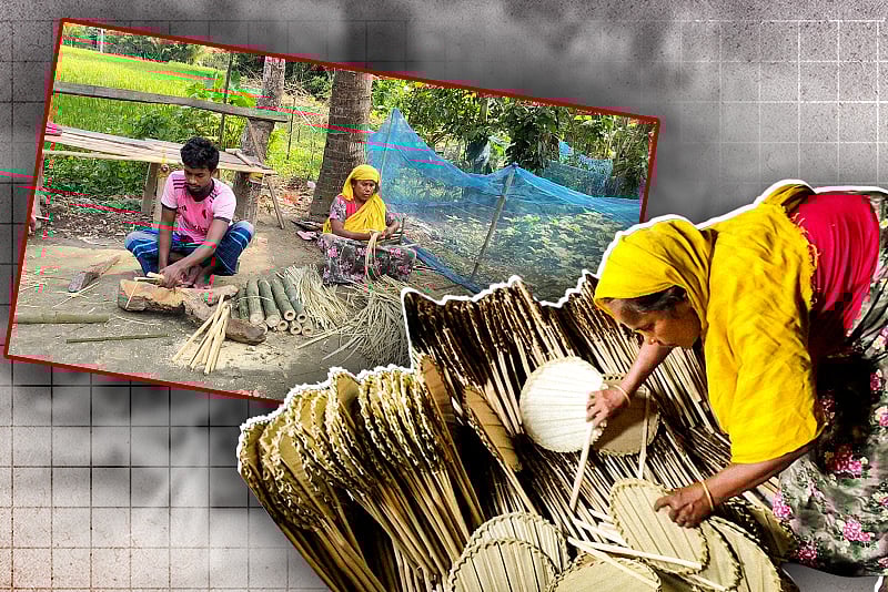 কয়েক প্রজন্ম ধরে তালপাতার হাতপাখা বানাচ্ছে তারা