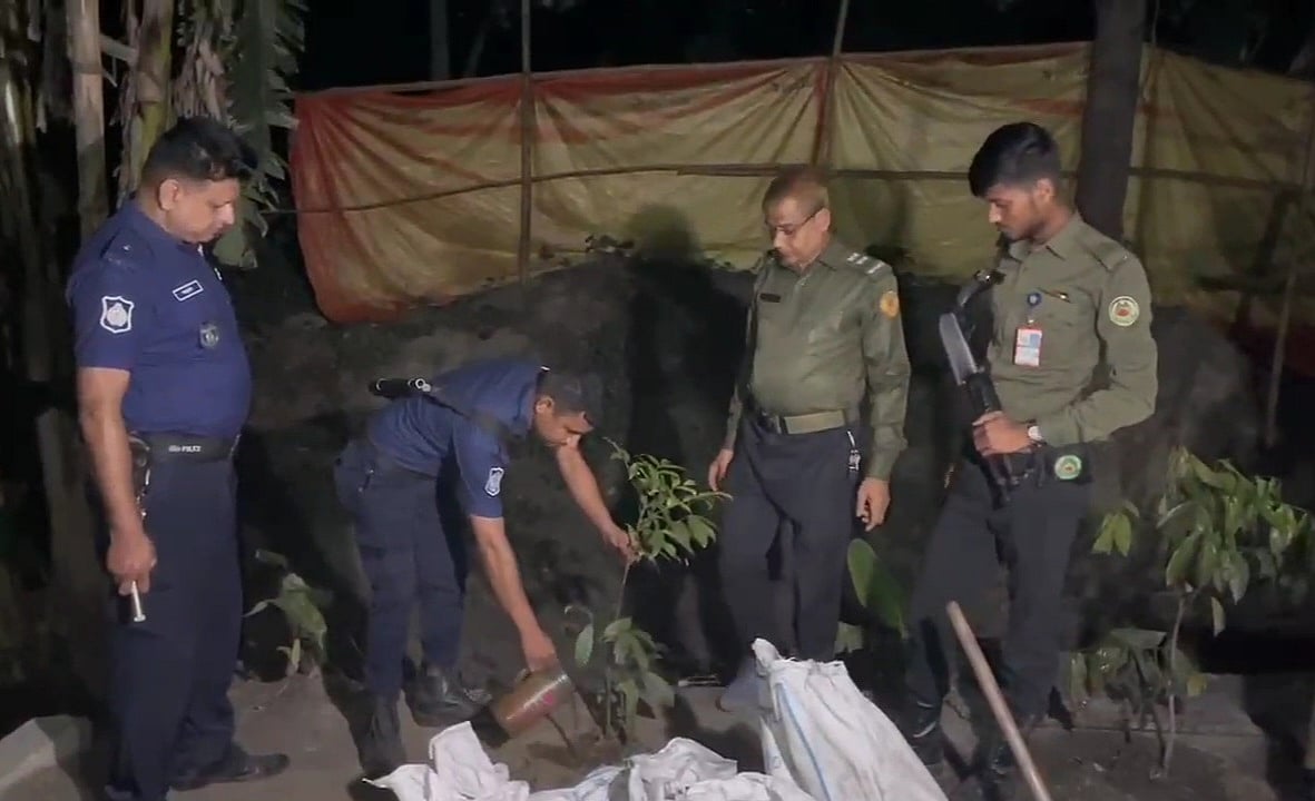 ধামরাইয়ে অবৈধ সিসা তৈরির কারখানা বন্ধ, জরিমানা আদায়সহ রোপণ করা হলো গাছের চারা