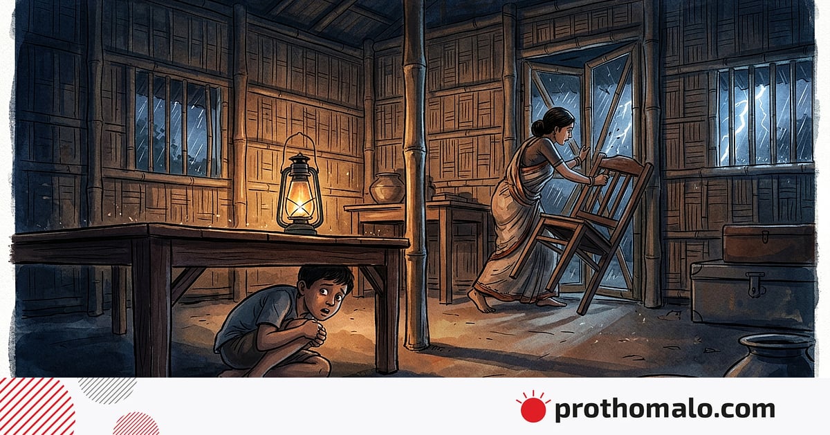 বাঁশের খুঁটি আর ঢেউটিনের ছাউনি দেওয়া ঘরটাতে আমি আর মা থাকতাম, ঝড়ের রাতগুলো আজও ভুলতে পারি না বাঁশের খুঁটি আর ঢেউটিনের ছাউনি দেওয়া ঘরটাতে আমি আর মা থাকতাম, ঝড়ের রাতগুলো আজও ভুলতে পারি না