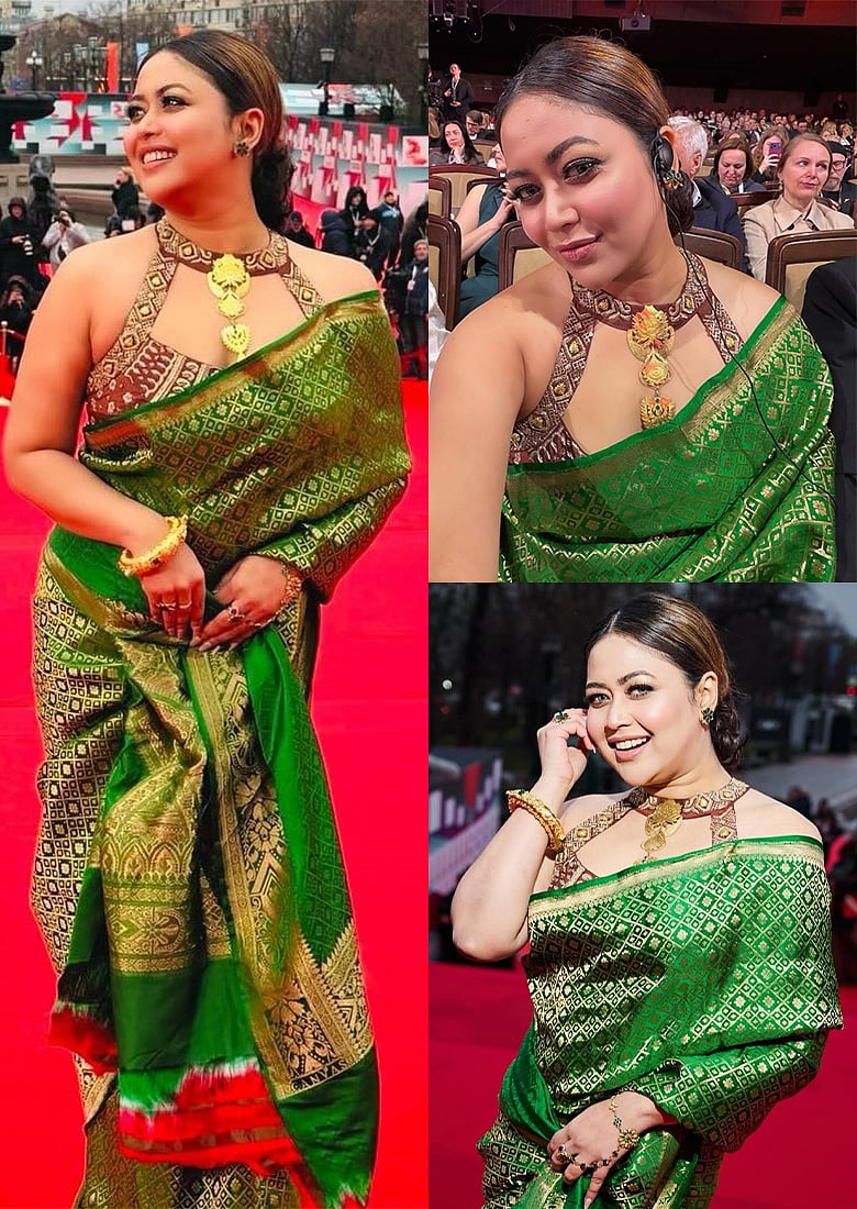 মস্কোর রেডকার্পেটে ভাবনার অনন্য কাতান শাড়ির লুক মনে করিয়ে দিচ্ছে পতাকার রং