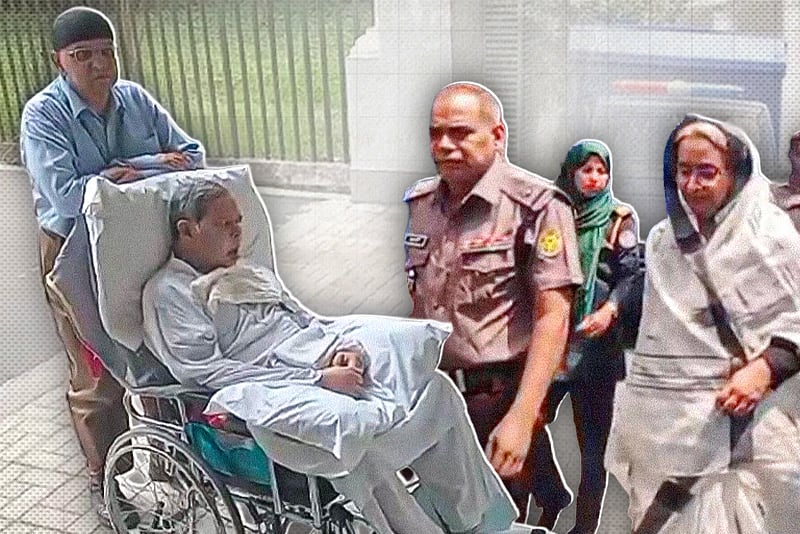 হুইলচেয়ারে করে এসে দীপু মনির সঙ্গে সাক্ষাৎ করলেন তাঁর স্বামী তৌফিক নেওয়াজ