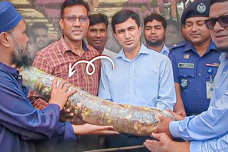 মানকচু দিয়ে প্রধান অতিথিকে বরণ করলেন কৃষকেরা