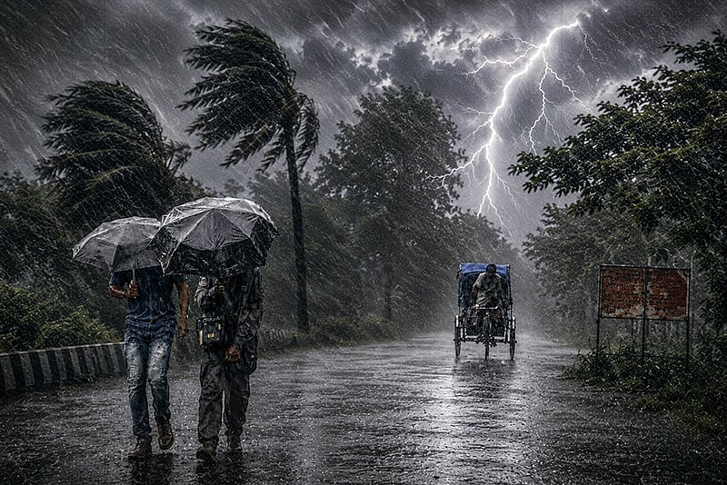 ৮০ কিমি বেগে ঝড়ের শঙ্কা, ৫ দিনের বৃষ্টি নিয়ে সতর্কতা