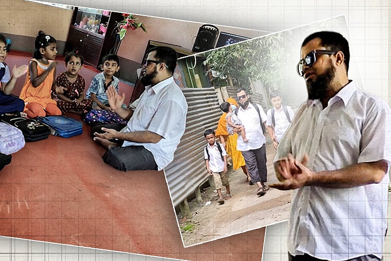 চোখে আলো নেই, তবু ১৩ বছর ধরে শিশুদের আলোর পথ দেখাচ্ছেন মালেক